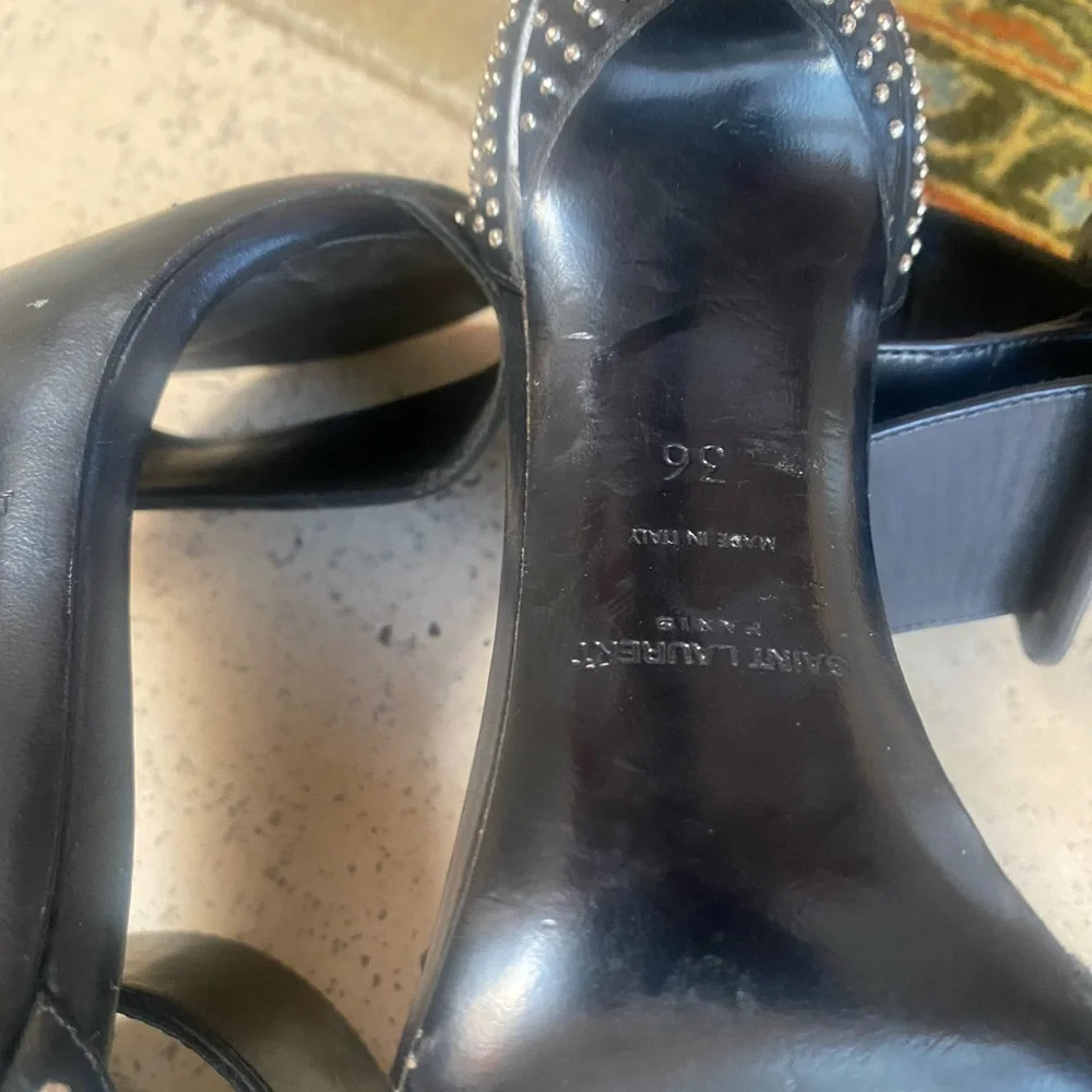 Saint Laurent Black Crystal Embellished Heels - Picture 3 of 8